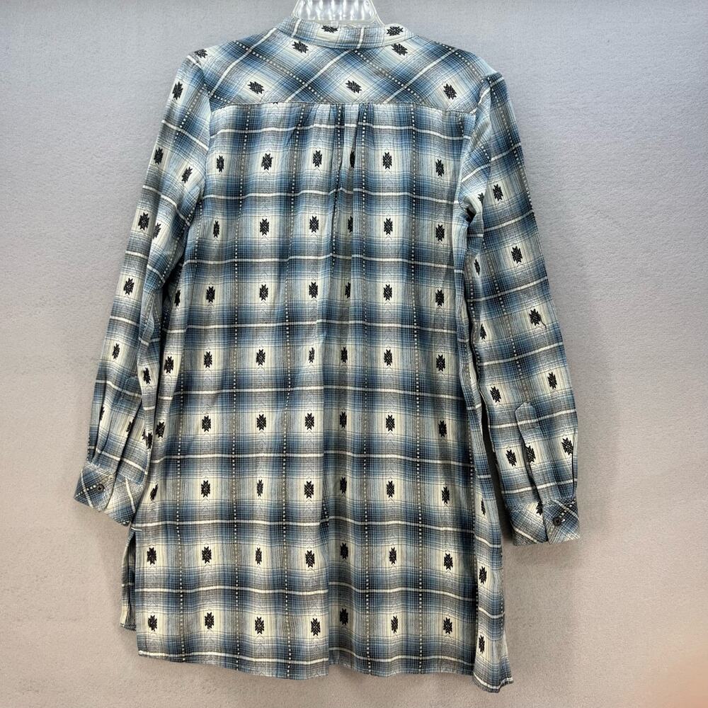 Dylan Tunic Dress Women's Size S Blue Black V-neck Flannel Southwestern Plaid - Picture 8 of 10